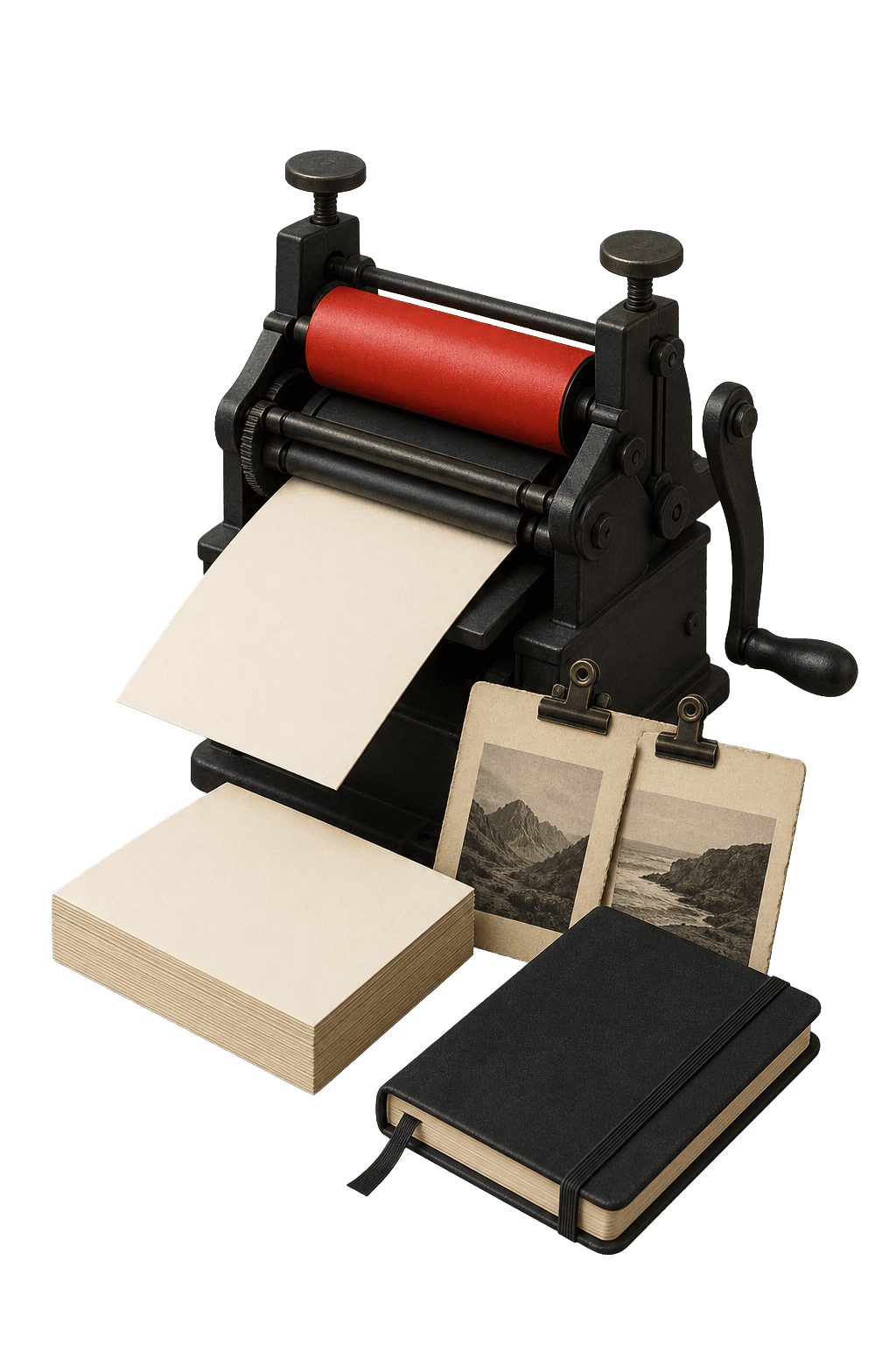 A manual dispatch press with field notes and source cards